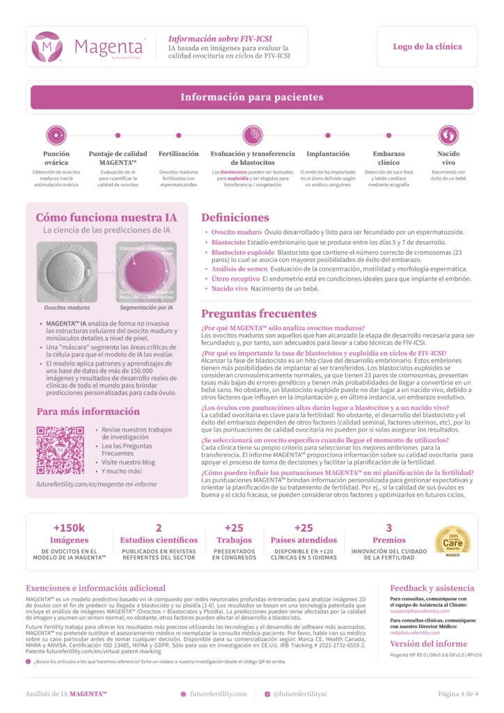 Page four of the MAGENTA oocyte quality report for IVF patients