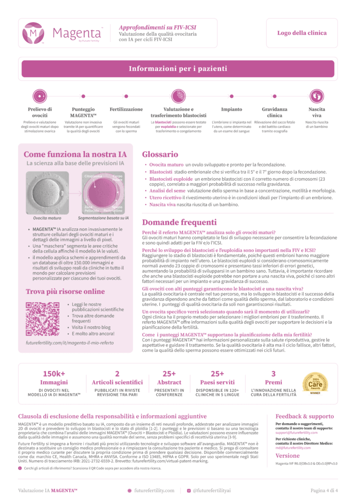Page four of the MAGENTA oocyte quality report for IVF patients