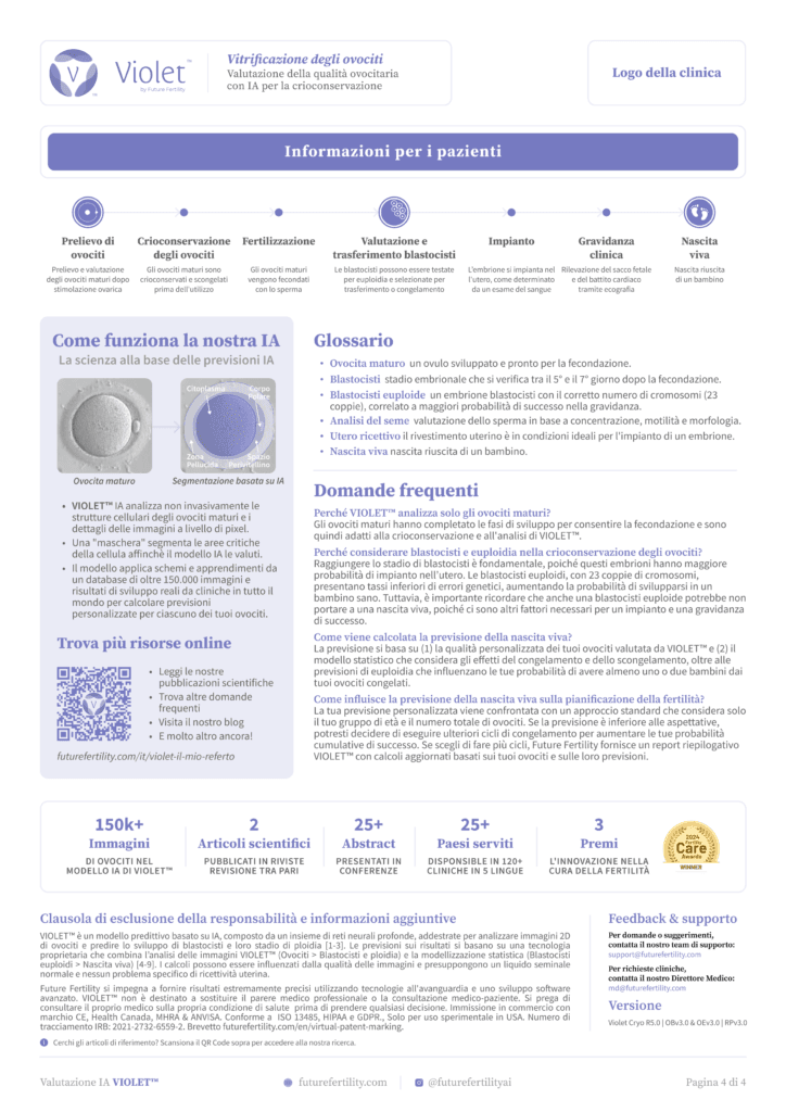 Page four of the VIOLET oocyte quality report for egg freezing patients