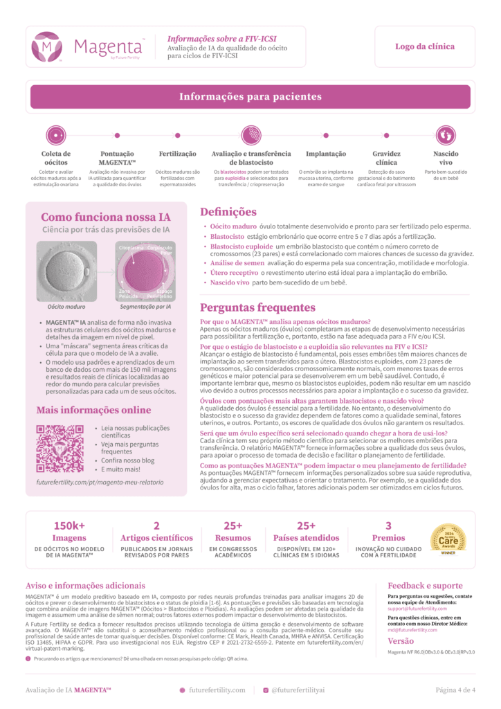Page four of the MAGENTA oocyte quality report for IVF patients